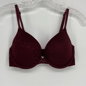 Victoria's Secret PINK Wear Everywhere Burgundy Padded Push Up Bra Size 32D